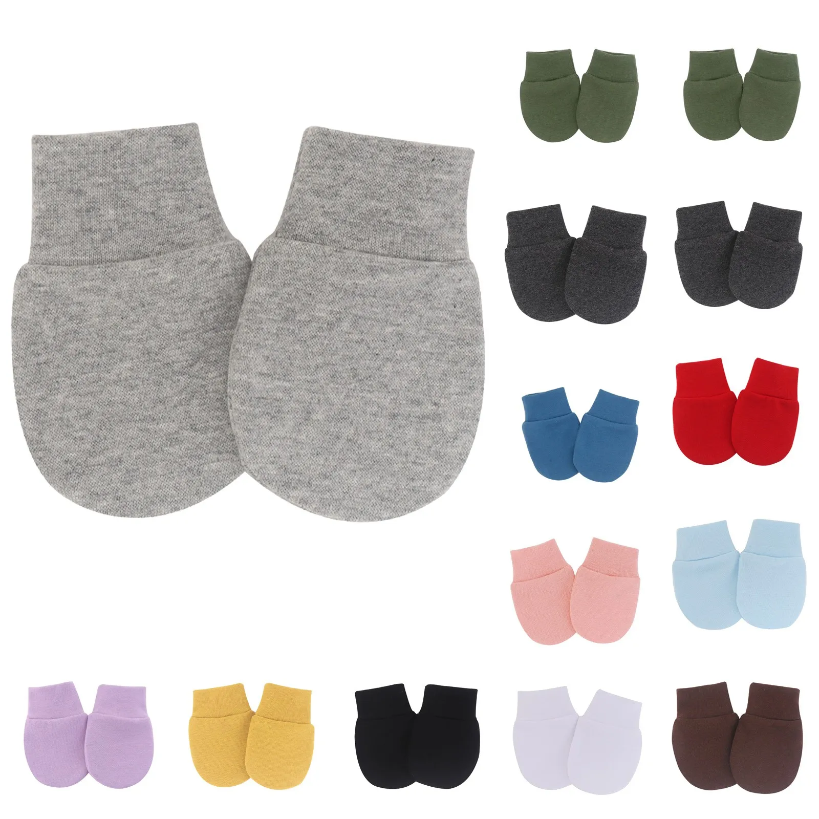 

Multicolor Anti Scratching baby Gloves for Newborn Protection Face Scratch Pure cotton solid color newborn Mittens accessories