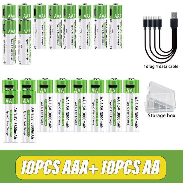 AA/AAA Rechargeable Battery 3000mAh/3800mAh Lithium Battery 1.5V Constant Voltage Fast Charging Type-C For Remote Mouse Toy Ect 11
