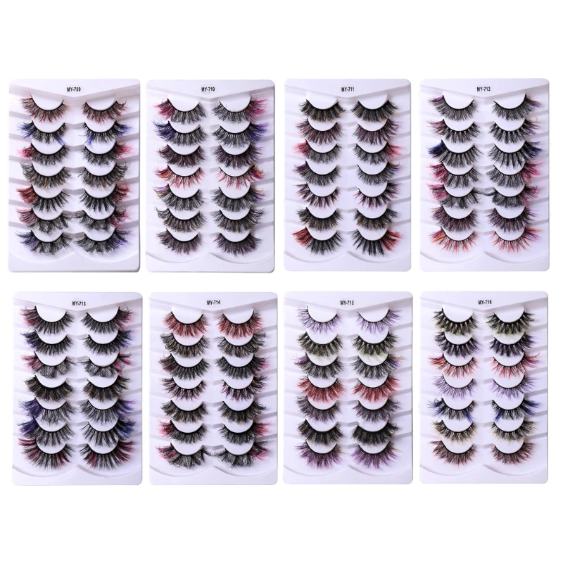 

7pair 3D Colored False Lashes Soft Volume Natural Long False Eyelashes Thick Eyelashes Makeup