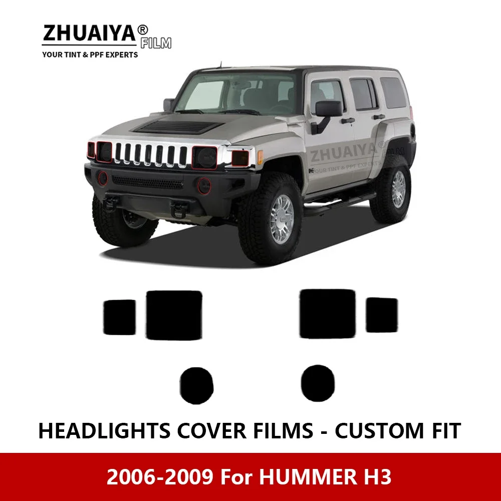 

For HUMMER H3 2006-2009 Car Exterior Headlight Anti-scratch PPF precut Protective film Repair film Car stickers Accessories