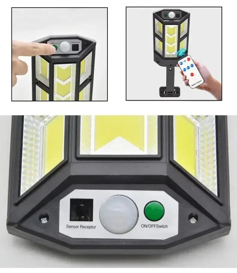 New Solar Lamp Outdoor Sunlight Motion Sensor 8m Remote Control Solar Focus Wall Street Light Waterproof External Solar Lamp