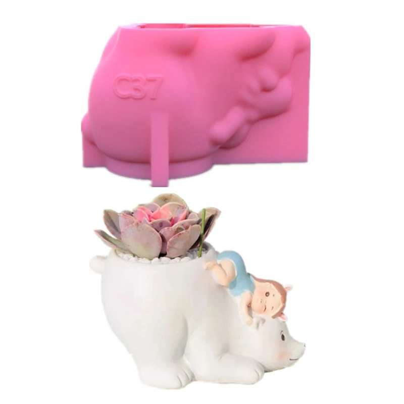 

for Creative Pen Holder Silicone Mold 3D Bear Flower Pot Mould DIY Handcraf 97QE