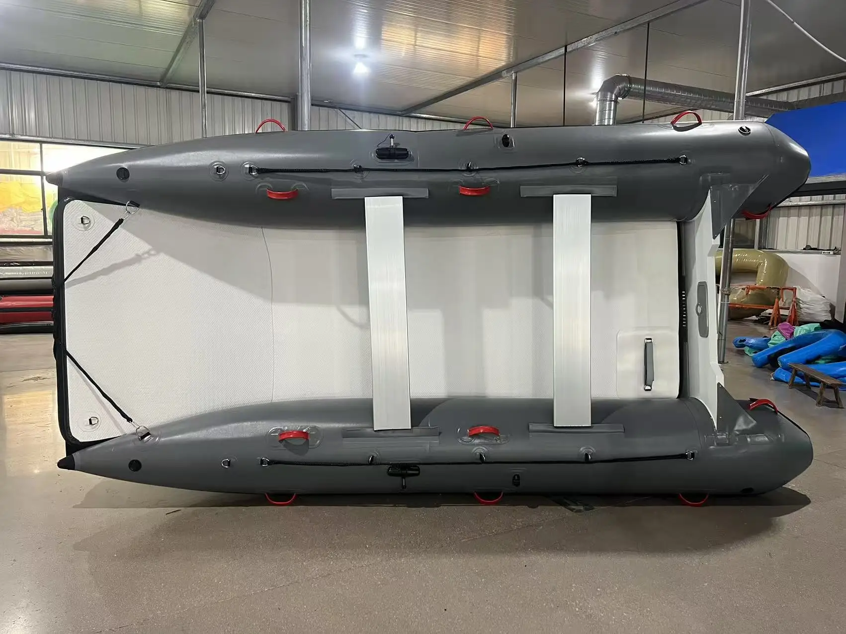 트루 킷 스타일 450x200cm 하이팔론 PVC 접이식 안정적인 풍선식 쌍동선 딩기 미니 카트 보트 6인승