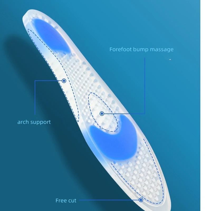 Silicone Gel Insole Heel Lifting Inserts Shoe Foot Care Protector Elastic Cushion Arch Support Running Insole EVA Soft Shoes Pad