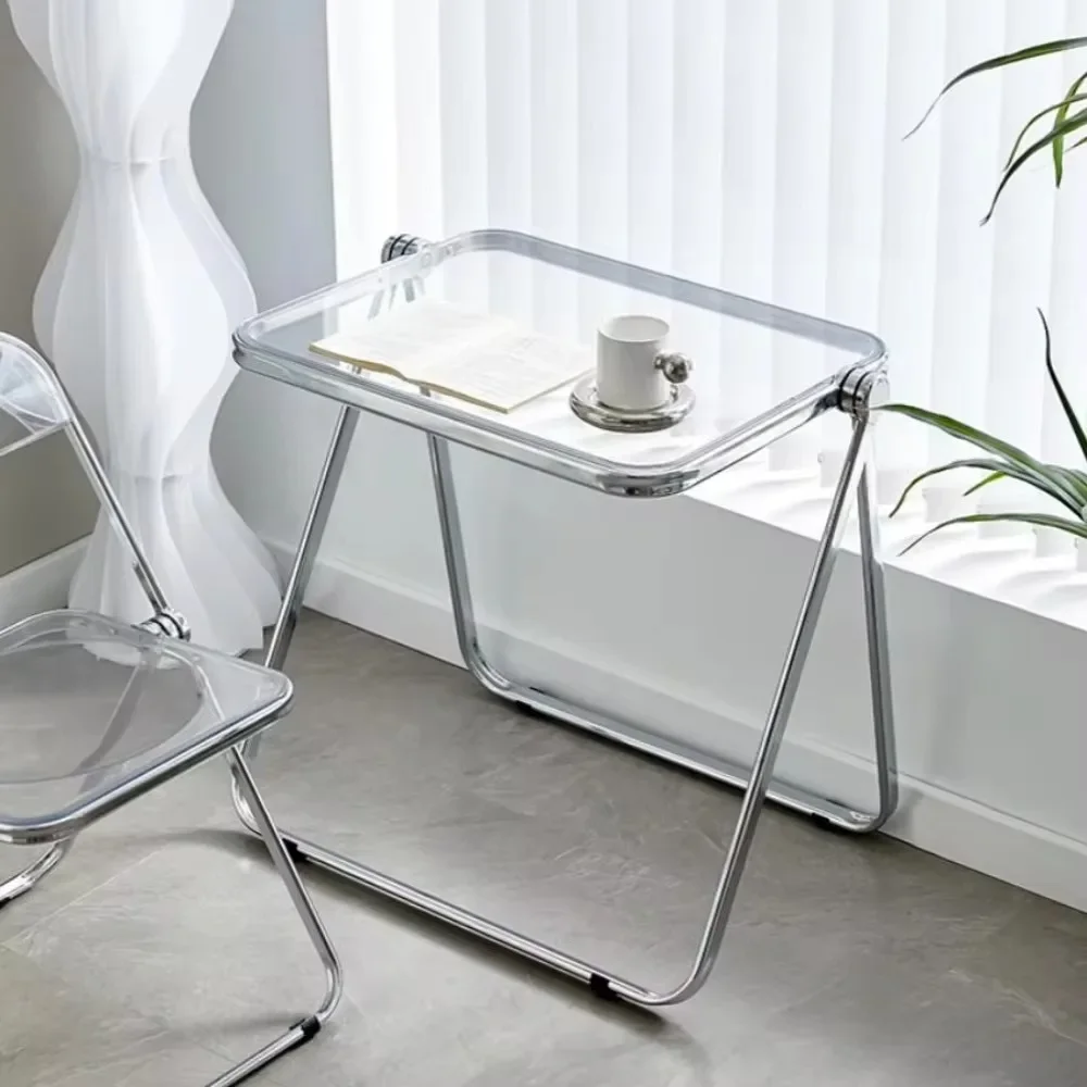 Acrylic Folding Desk Portable Small Table Study Desk Balcony Computer Table Mini Bedroom Bed Side Furniture Living Room