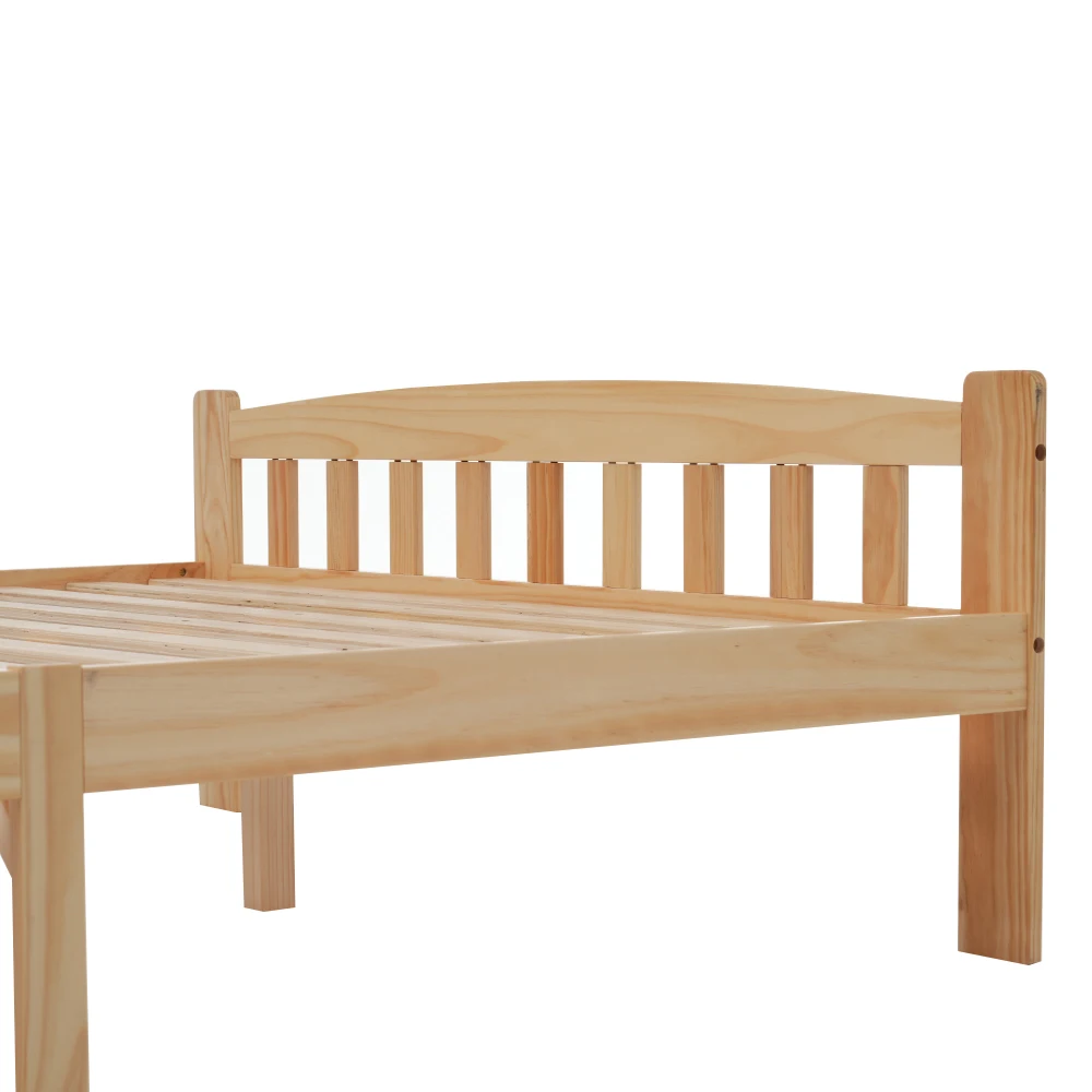 Massivholz Naturbett Futon Einzelbett mit Kopfteil Jugend- und Erwachsenenbett Langlebiger Lattenrost – Detail 30