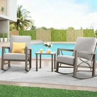 3 Pieces Patio Furniture Set,Outdoor Rocking Chair Bistro Set,for Porch,Balcony,Backyard,Outside,Poolside 1
