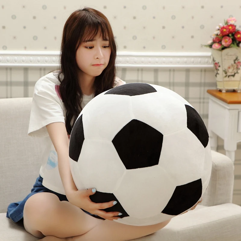 20cm/30cm/45cm Soft Football Shape Stuffed Doll Soccer Plush Toy Kids Baby Gift New Mascot Ball Party Room Decoration 15 5cm 30cm football training landmark pad kid soccer basketball training obstacle logo disc football training plate футбол