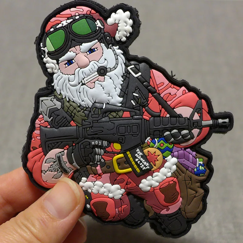 

Wholesale Outdoor Armband Badge PVC rubber patch Personalized 3D Morale Badge Tactical Santa Clausical claus hot sale