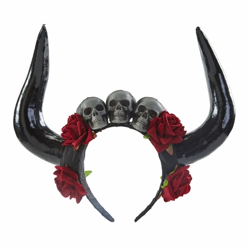 

Devil Horns Headband Antelope Headband Halloween Horn Goth Headpiece Skull Headband Day Of the Dead Headband H9ED