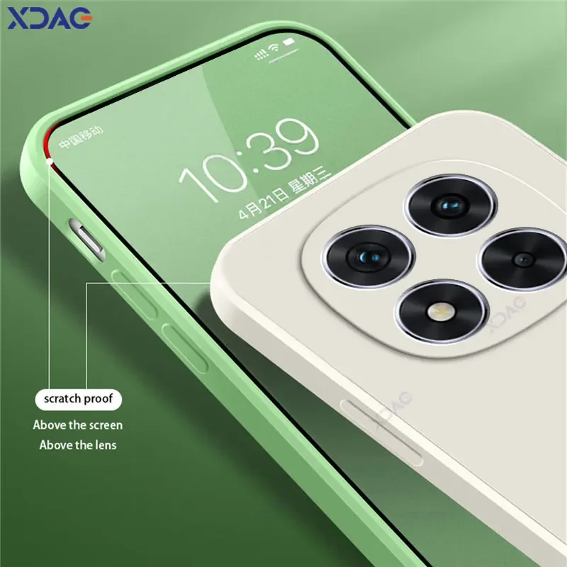 럭셔리 더블 라이너 휴대폰 케이스, Redmi Note 14 Pro RedmiNote14Pro 4G 5G 소프트 스퀘어 액체 실리콘 후면 커버, 낙하 방지 쉘