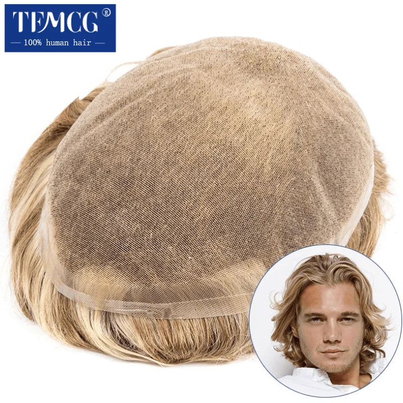 Men Toupee Full Lace Natural Remy Human Hair Toupee Men Wig Breathable Male Hair Prosthesis Replacement System Unit Wigs For Men