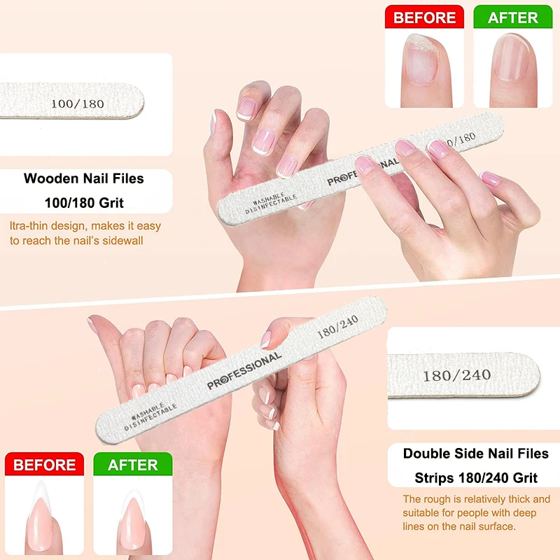 20 Stück Nagelfeilen UV Gel Nagellack Lime a Ongle Professionelle waschbare Nagelfeilen Schleifpapier Maniküre Pediküre Kunst DIY Werkzeug – Detail 10