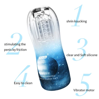 Male Masturbators for Men Vagina Vacuum Pocket Pussy Vaginator Endurance Exercise Masturbation Sex Toys Vibrator Masturb Cup 2