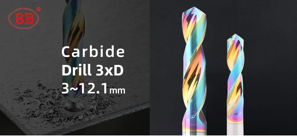 BB Interner kühlender Hartmetallbohrer 3xD 3,0 mm-12,1 mm Durchmesser DLC CNC-Hochvorschubbearbeitung für Aluminiumkupfer BC2055 – Detail 1