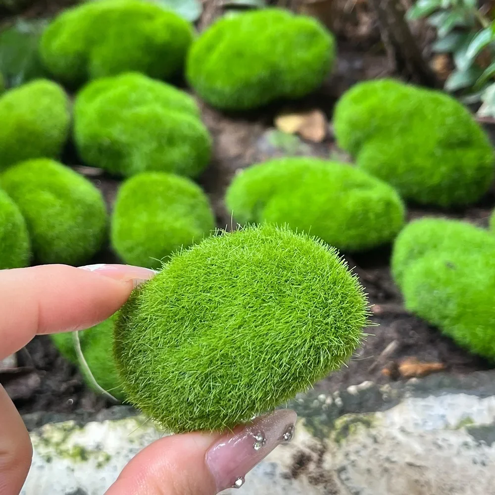 50/5PCS Artificial Foam Moss Rocks Fake Green Moss Stone Micro Landscape DIY Crafts for Home Garden Flower Pot Decoration Stone 6