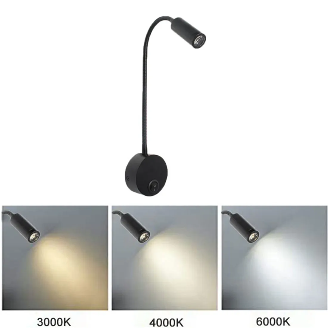 USB Charging Port Black Silver White led Reading Light 3000K 4000K 6000K 3W LED USB Gooseneck Wall Lamp for Hotel Home Bedside 5