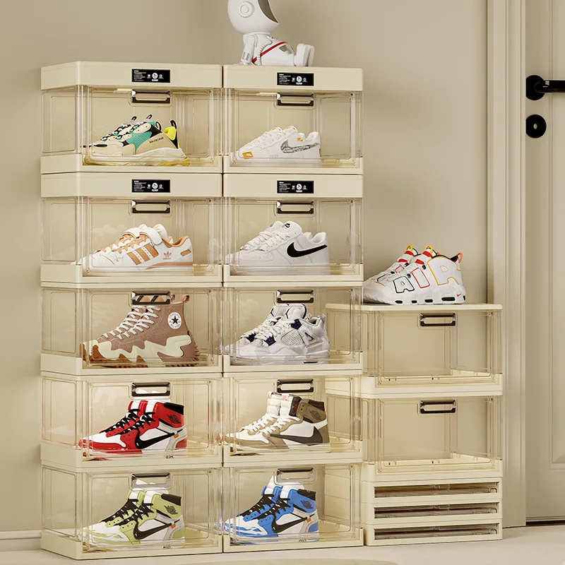 

Thickened Transparent Shoe Box Installation-free Dustproof Storage Box Clear Plastic shoe organizer cabinet with UV disinfection
