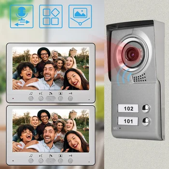 7inch Apartment 2 Units Wired Video Door Phone Audio Visual Entry Intercom System Visual Entry Intercom System Video Door Phones 1