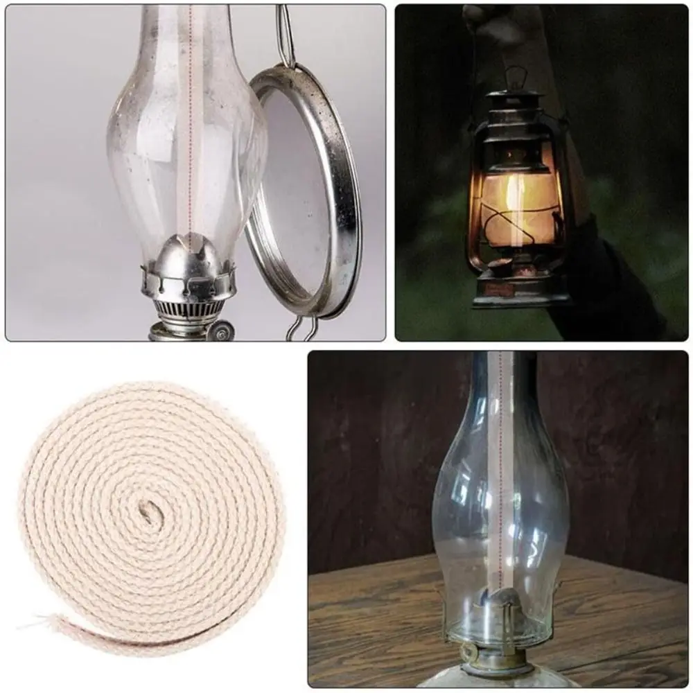 Cotton Oil Lamp Wick Kerosene Lamp Wick Oil Burner Red Stitching Braided Cotton Flat