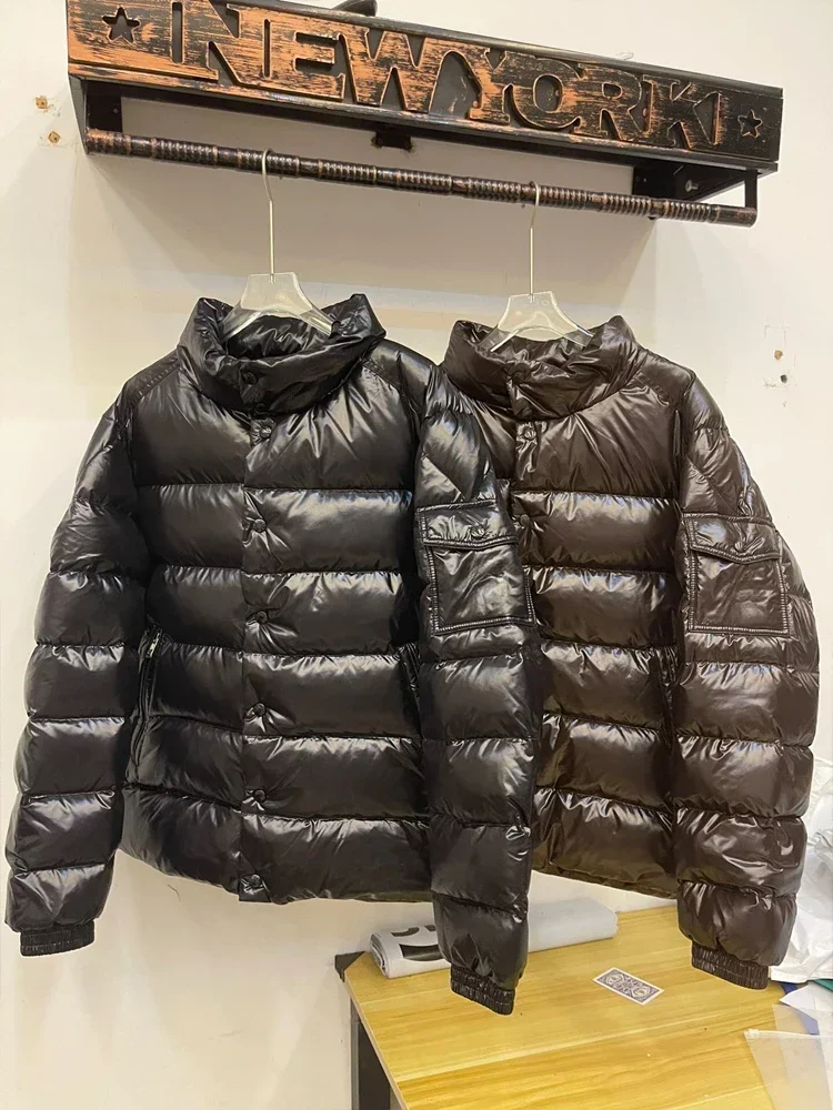Winter warm men's down jacket High quality fluffy white goose down casual jacket early autumn fashion solid color short coat 4