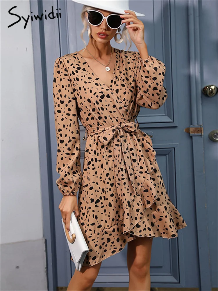 Syiwidii Leopard Print Dresses Women 