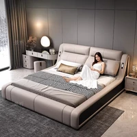 Lampe de chevet esthétique pour chambre à coucher, cadre de lit plateforme double pleine grandeur avec rangement, accessoires pour la maison 3