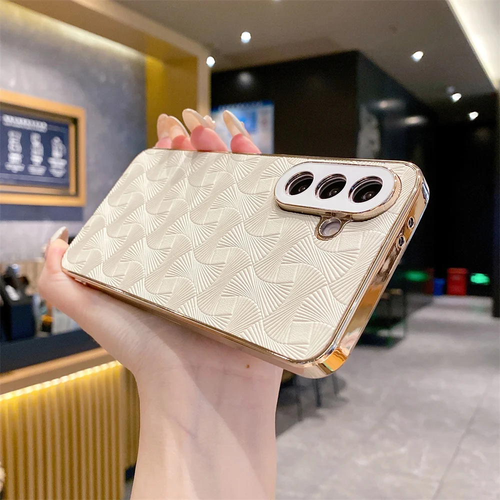 Wave Texture Plating Leather Phone Case - Premium Hard Cover
