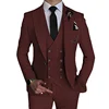 3 Pcs 2023 Fashion New Men Leisure Boutique Business Solid Color Wedding Suit Coat Pants Vest  Set Dress Blazers Jacket Trousers 6