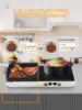 Cooktop 2 Burners, Double Induction Hot Plate with Removable Iron Cast Griddle Pan Non-stick, Independent Temperature Control,To 2