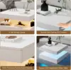 White LED Coffee Table with Storage for Living Room Modern Smart Tall Square Center Table 2 Tier Display Shelf 20 Colors 3