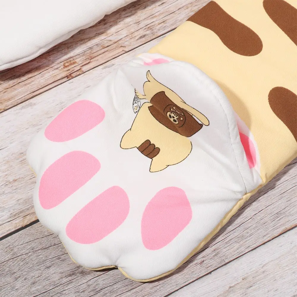Kitchen gloves cotton pot holders 1PC Long Cotton Baking Insulation Gloves 3D Cartoon Animal Cat Paws Oven Mitts Microwave Heat Resistant Non-Slip Kitchen Gloves
