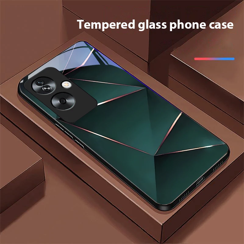 Geometric Prism Tempered Glass Black Phone Case