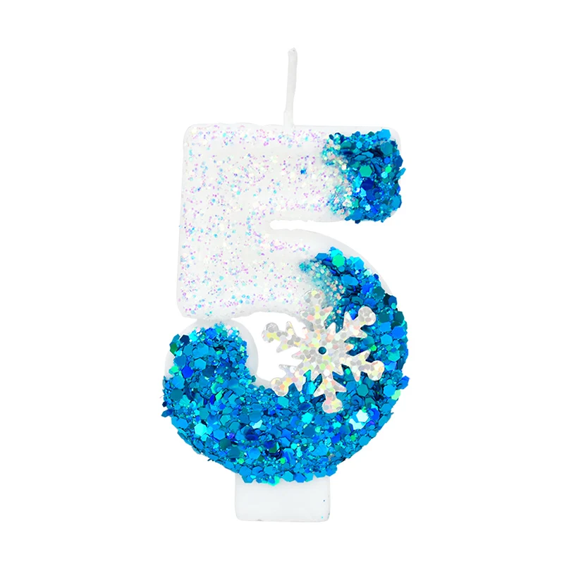 Candela Numerica Con Fiocco Di Neve – Tema Invernale Blu E Bianco – Numero 3 – Per Torte Di Compleanno E Matrimoni - 5