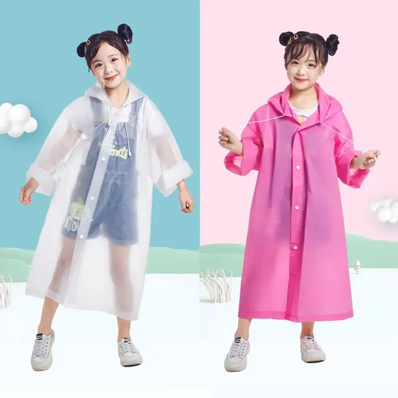 Raincoat Poncho Eva CHILDREN'S Transparent Thickening Waterproof Portable Outdoor Boys Girls Hiking Camping