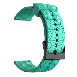 Sport Silicone Waterproof Watch Strap in Black with Football Pattern for 22mm width band (Water duck)
