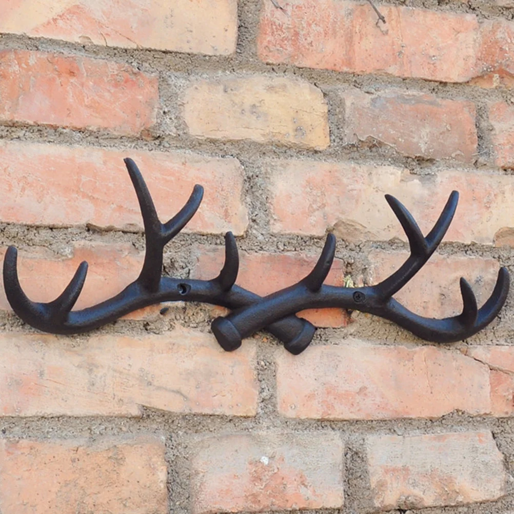 

1 pc Hook Rack, Wall- mounted Decorative Deer Antler Cast Vintage Hanger Wall Hooks for Coat Towel Hat Key