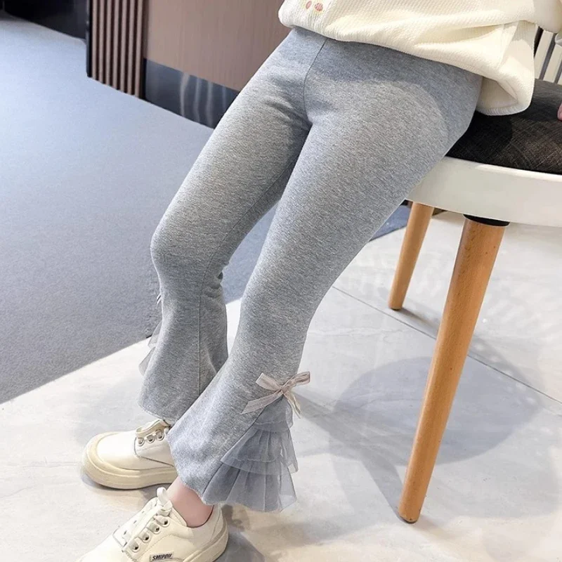 Girls Leggings Bow-Knot Children's Pants Knitting Kids Trousers Elastic Baby Leggings Cotton New Spring Autumn
