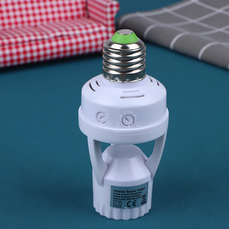 AC100-240V E26/E27 Socket Converter With PIR Motion Sensor LED Lamp Base Intelligent Switch Light Bulb Lamp Holder 1Pc
