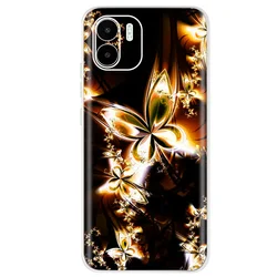 Cute Cat and Butterfly Pattern Soft Silicone Phone Case for Redmi A1 (Lavender)