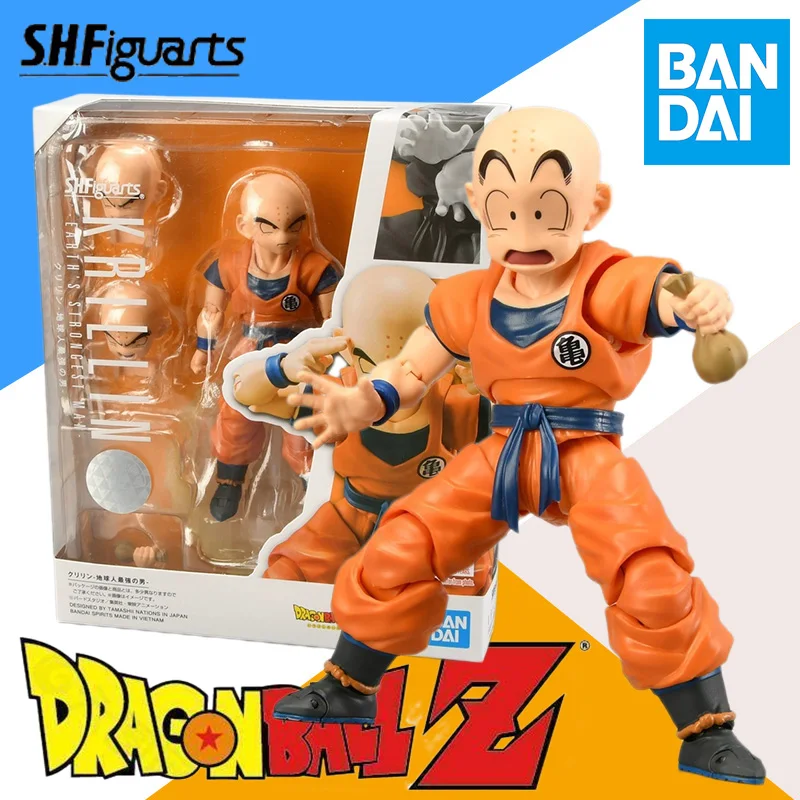 

In Stock Bandai Original Box S.H.Figurats SHF Dragon Ball Z KRILLIN EAHTH STRONGEST MAN Anime Action Figure Model Toy Gift