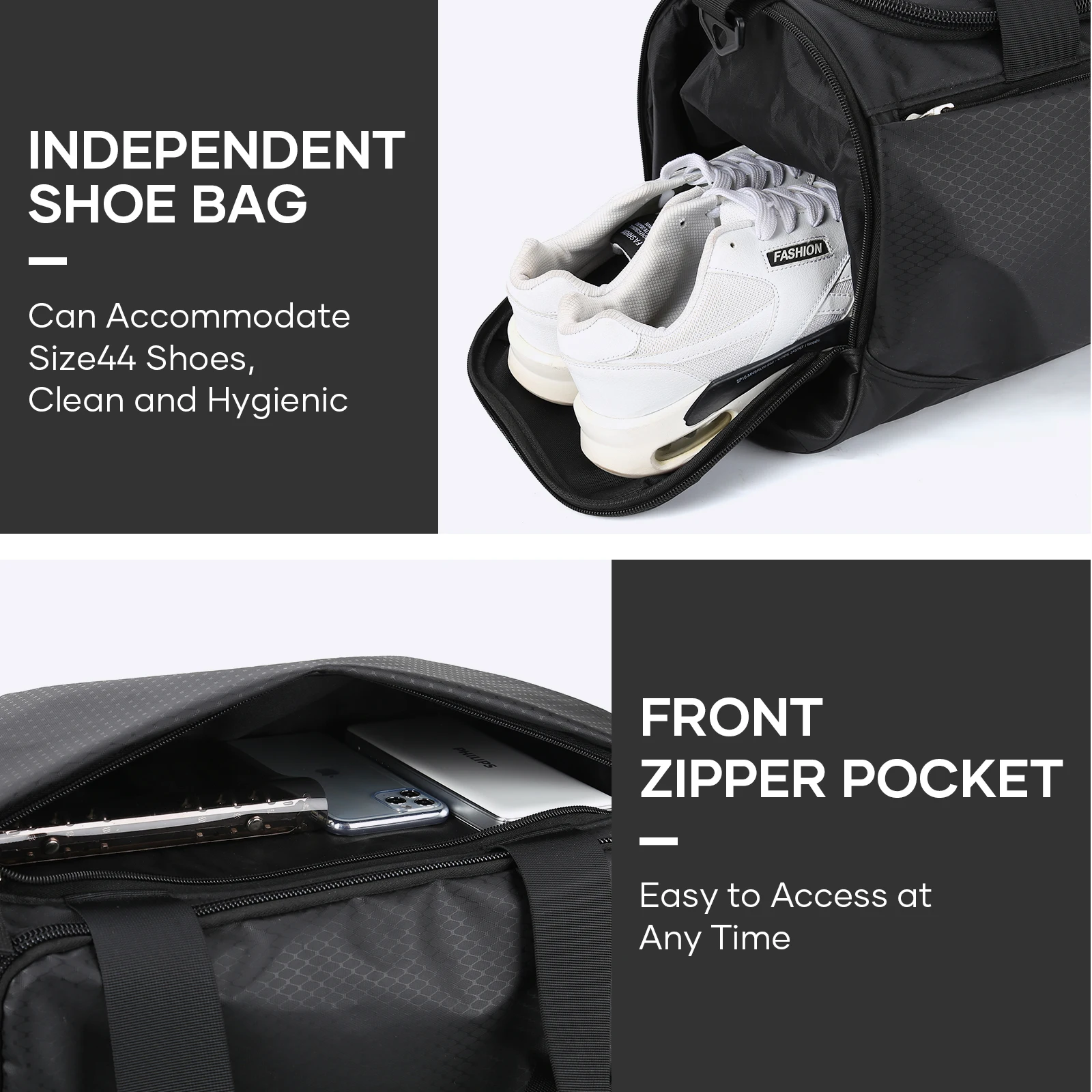 Likros Gym Duffle Bag for Men 30L Waterproof Sports Bag Travel Duffel with Shoe Compartment Large Weekender Overnight Duffel Bag 4