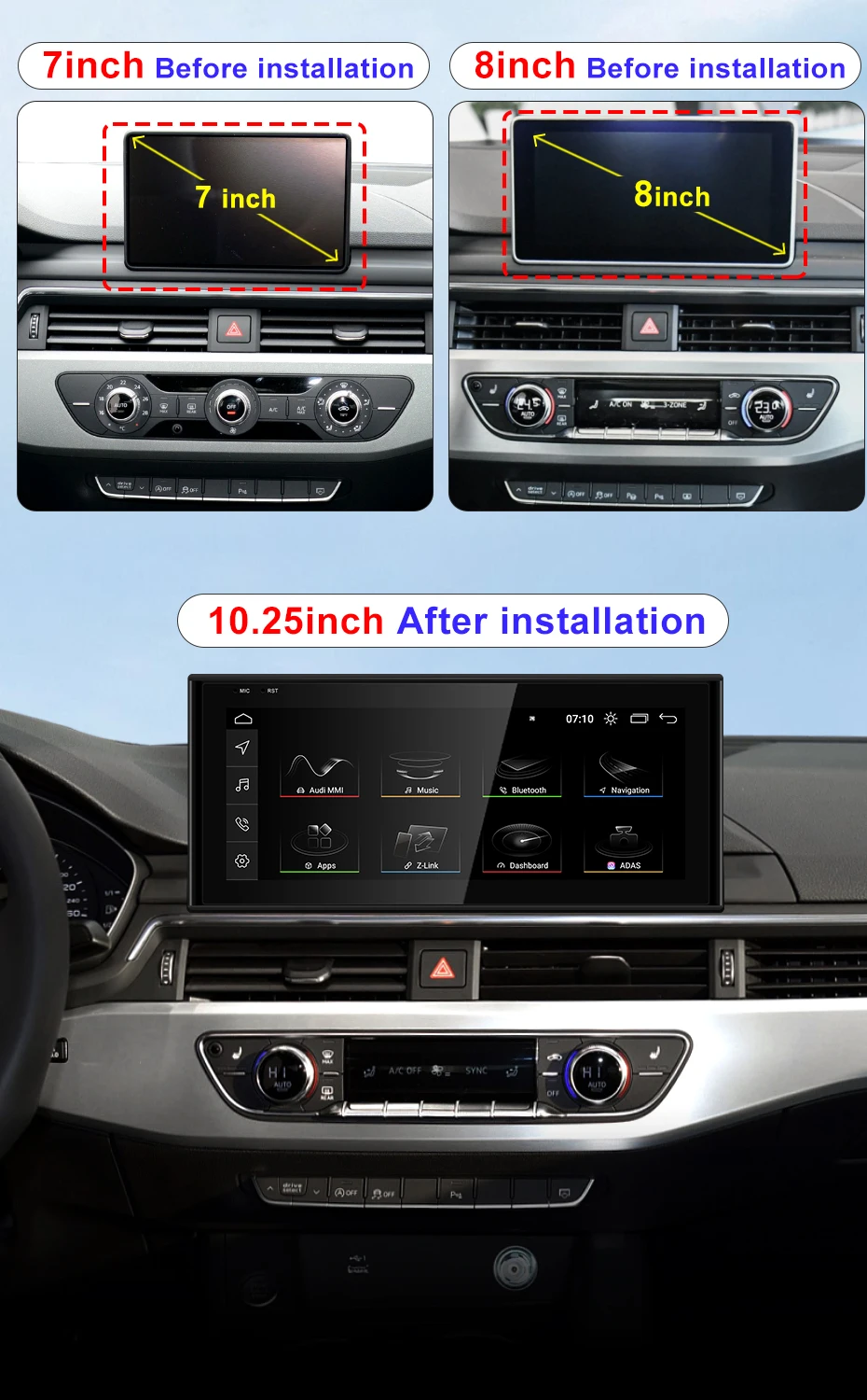 Qualcomm 8G 128G Android13 10.25inch Carplay AUTO For AUDI 2018-2022 A4 A5 S5 B9