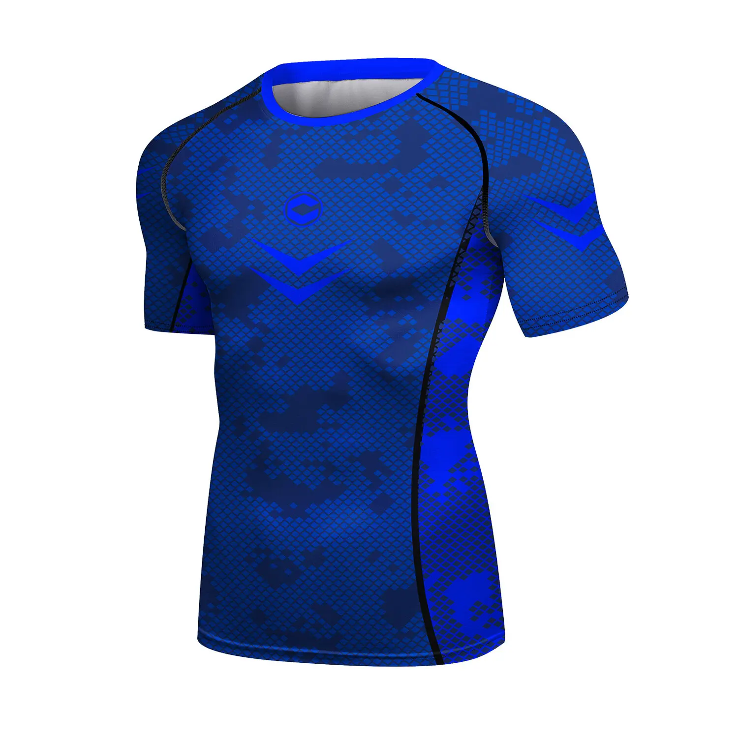 Men's Compression Shirts Short Sleeve Printing Dry Fit T Shirt Fitness Running Athletic Workout Sports Baselayer Tee (221524)