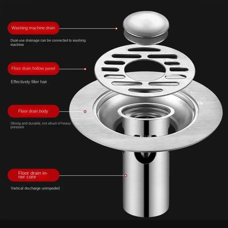 Stainless steel Floor Drains Anti-odor Drainer Shower Strainer Cover Bathtub Ground Leakage Kitchen Bathroom Hardware Fittings