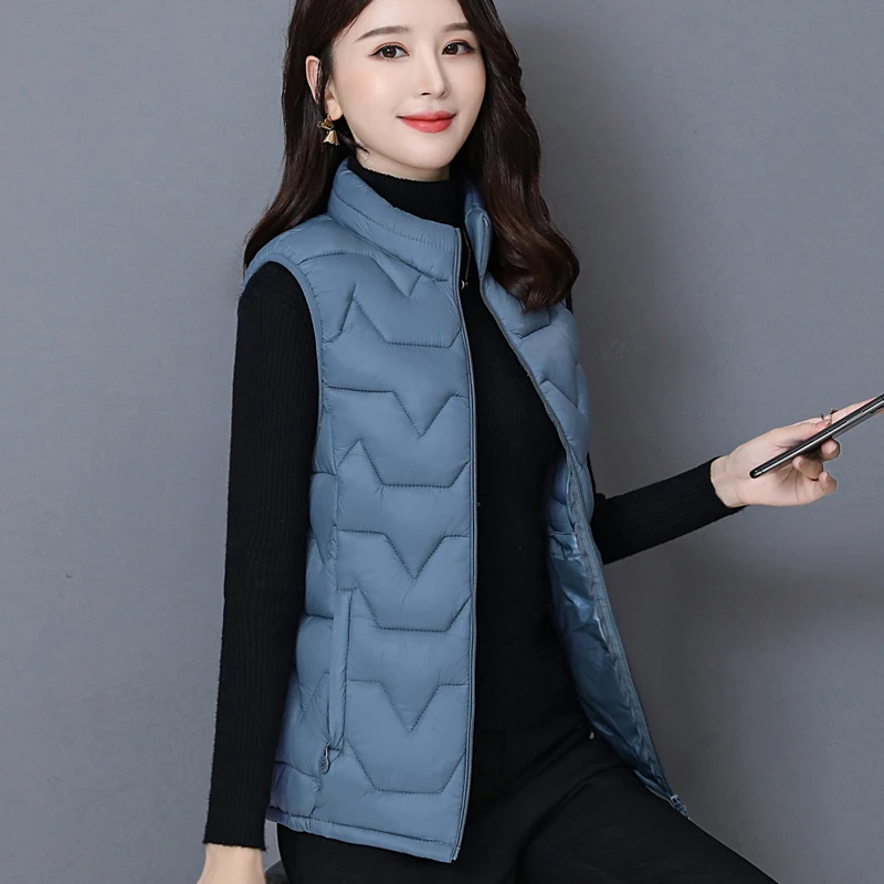 

Жилет женский пуховой из хлопка, без рукавов, с воротником-стойкой