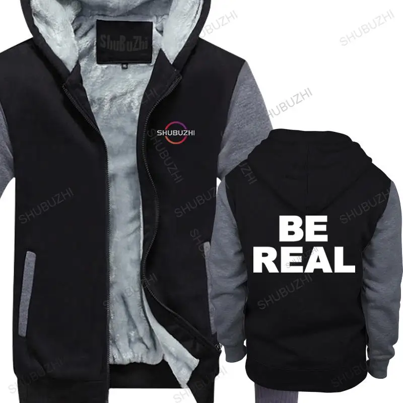 

homme autumn winter fleece hoodies black zipper coat BE REAL warm hoody mens shubuzhi casual cool hooded jacket bigger size