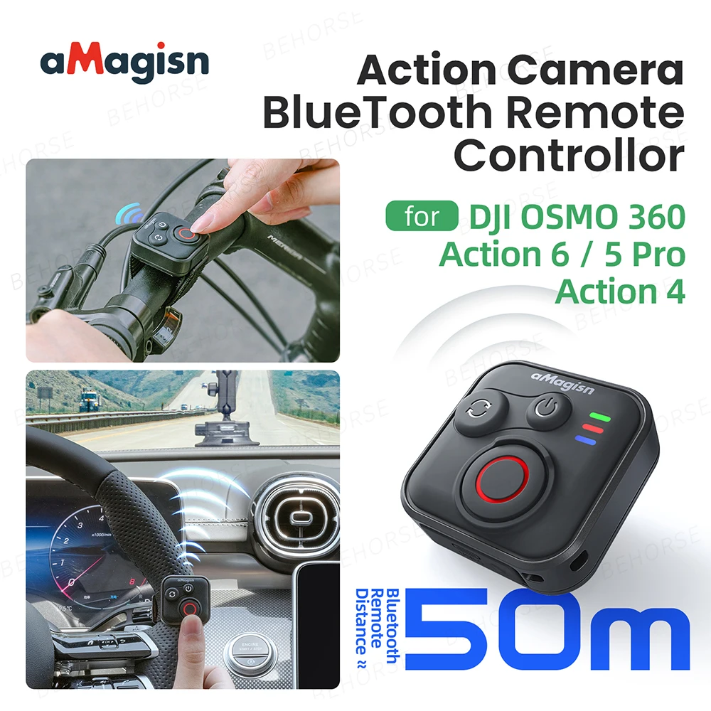 Bluetooth Remote Controllor For DJI Osmo 360/Action 6/5 Pro/4 50m Wireless Long Battery Life Remote Control Camera Accessories