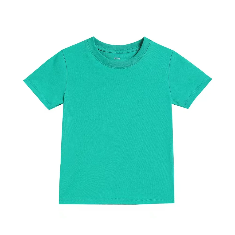 

K50508 Colorful solid color girls boys Fashion T shirt outwear for children clothing size 3 4 6 8 10 12 14Years