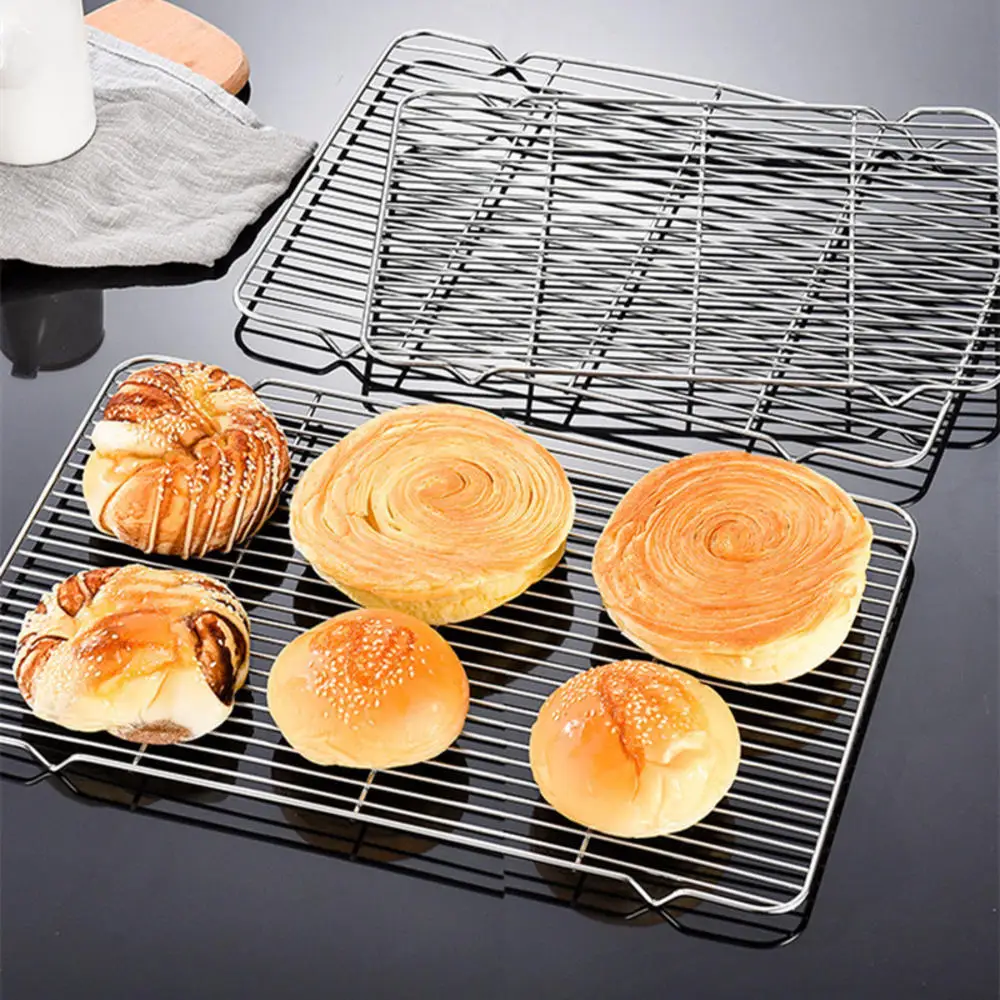 

304 Stainless Steel Food Storage Tray Holder Rack BBQ Grid Bakeware Nonstick Cake Pan Fruit Pastry Plates Rack Mat Baking Tools